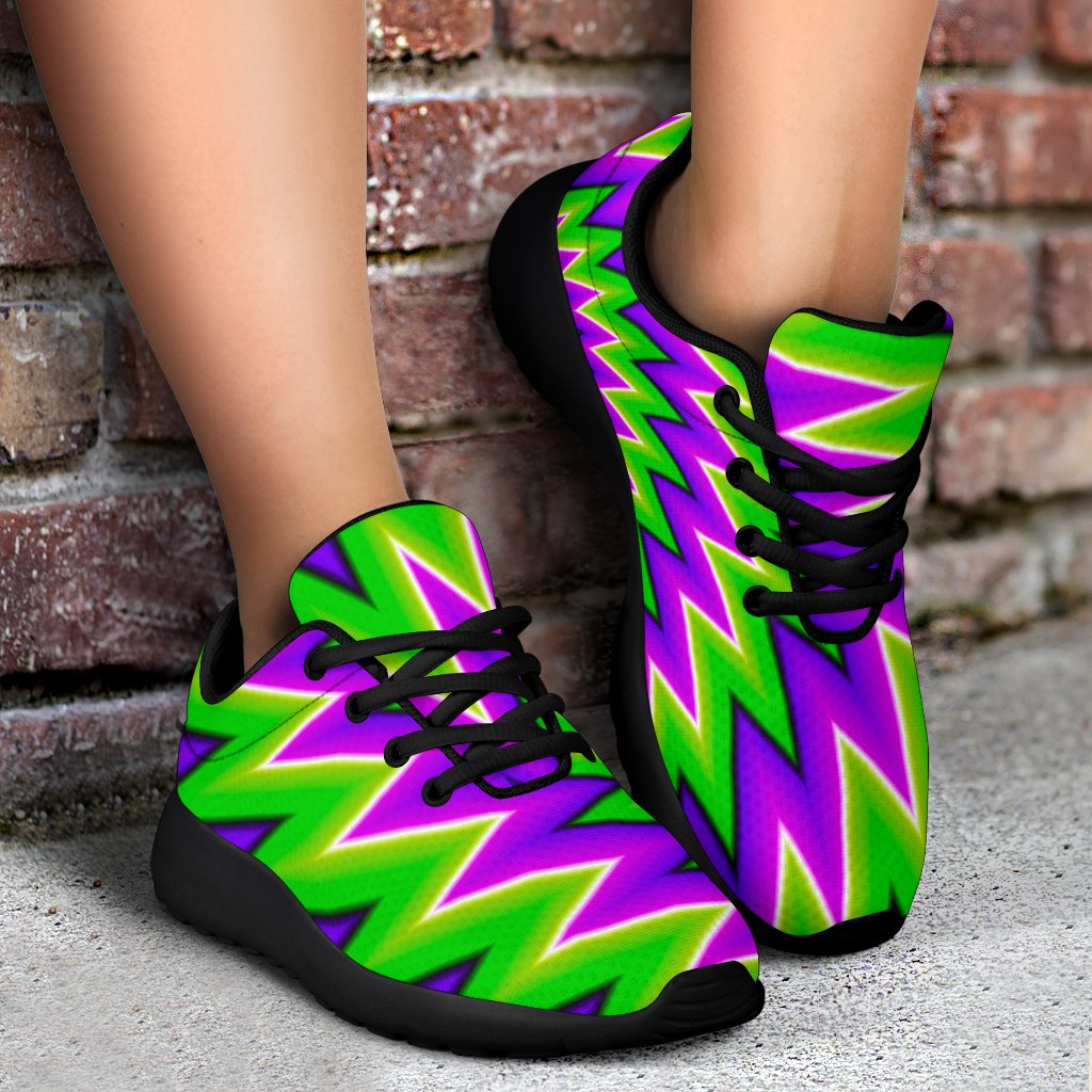 Green Spiral Moving Optical Illusion Sport Shoes GearFrost
