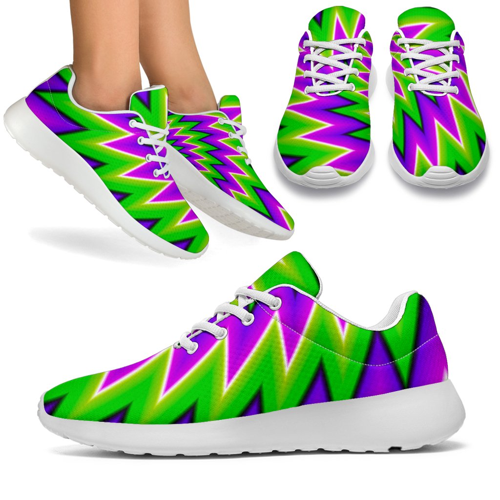 Green Spiral Moving Optical Illusion Sport Shoes GearFrost