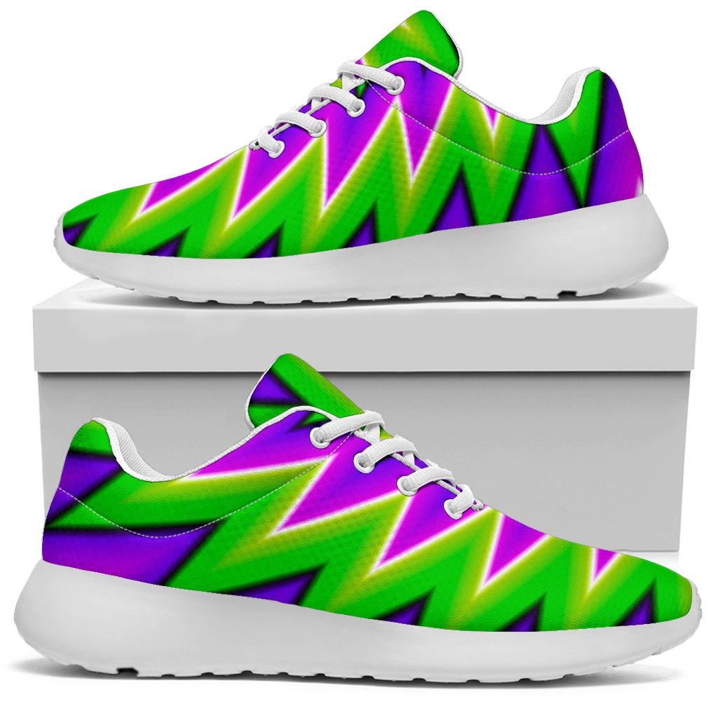 Green Spiral Moving Optical Illusion Sport Shoes GearFrost