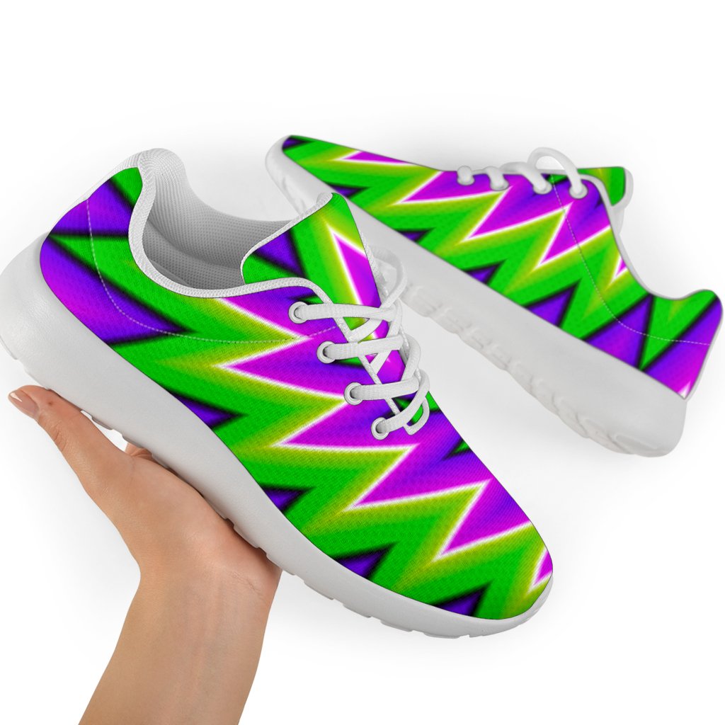 Green Spiral Moving Optical Illusion Sport Shoes GearFrost