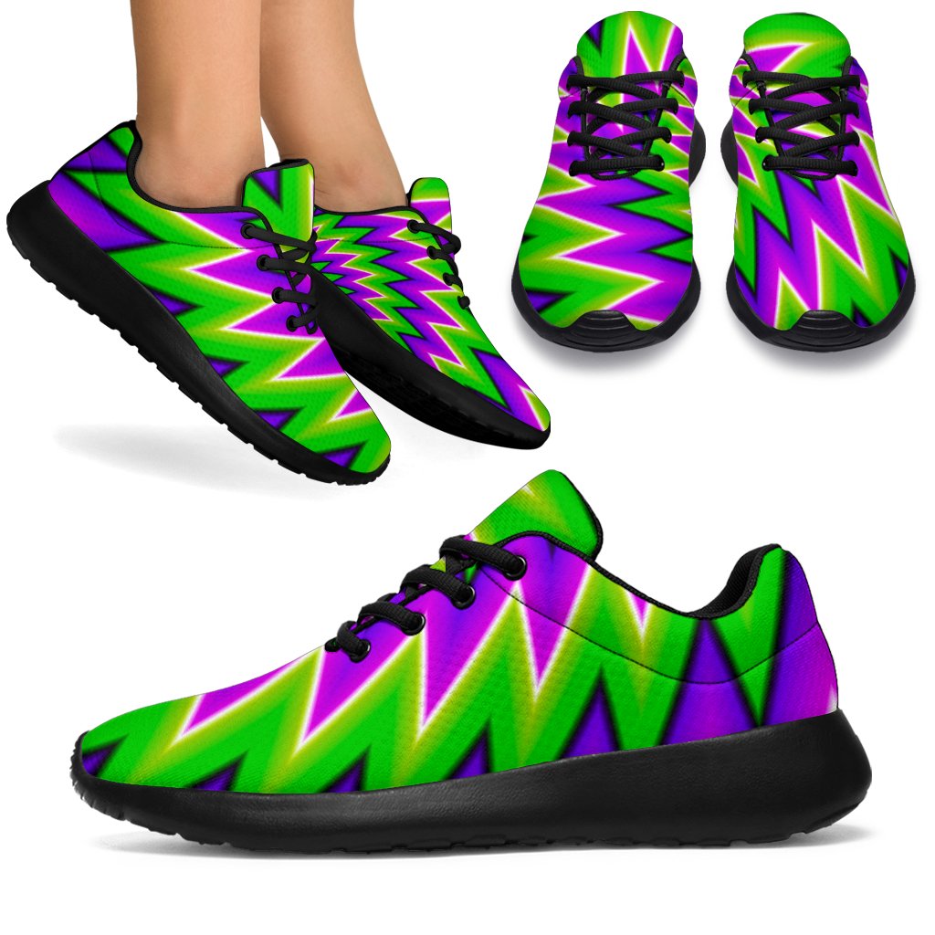 Green Spiral Moving Optical Illusion Sport Shoes GearFrost