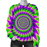 Green Spiral Moving Optical Illusion Women's Crewneck Sweatshirt GearFrost