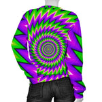 Green Spiral Moving Optical Illusion Women's Crewneck Sweatshirt GearFrost