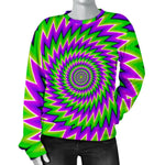 Green Spiral Moving Optical Illusion Women's Crewneck Sweatshirt GearFrost