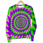 Green Spiral Moving Optical Illusion Women's Crewneck Sweatshirt GearFrost