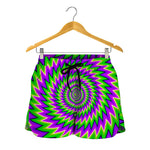 Green Spiral Moving Optical Illusion Women's Shorts