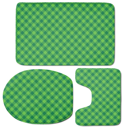Green St. Patrick's Day Plaid Print 3 Piece Bath Mat Set