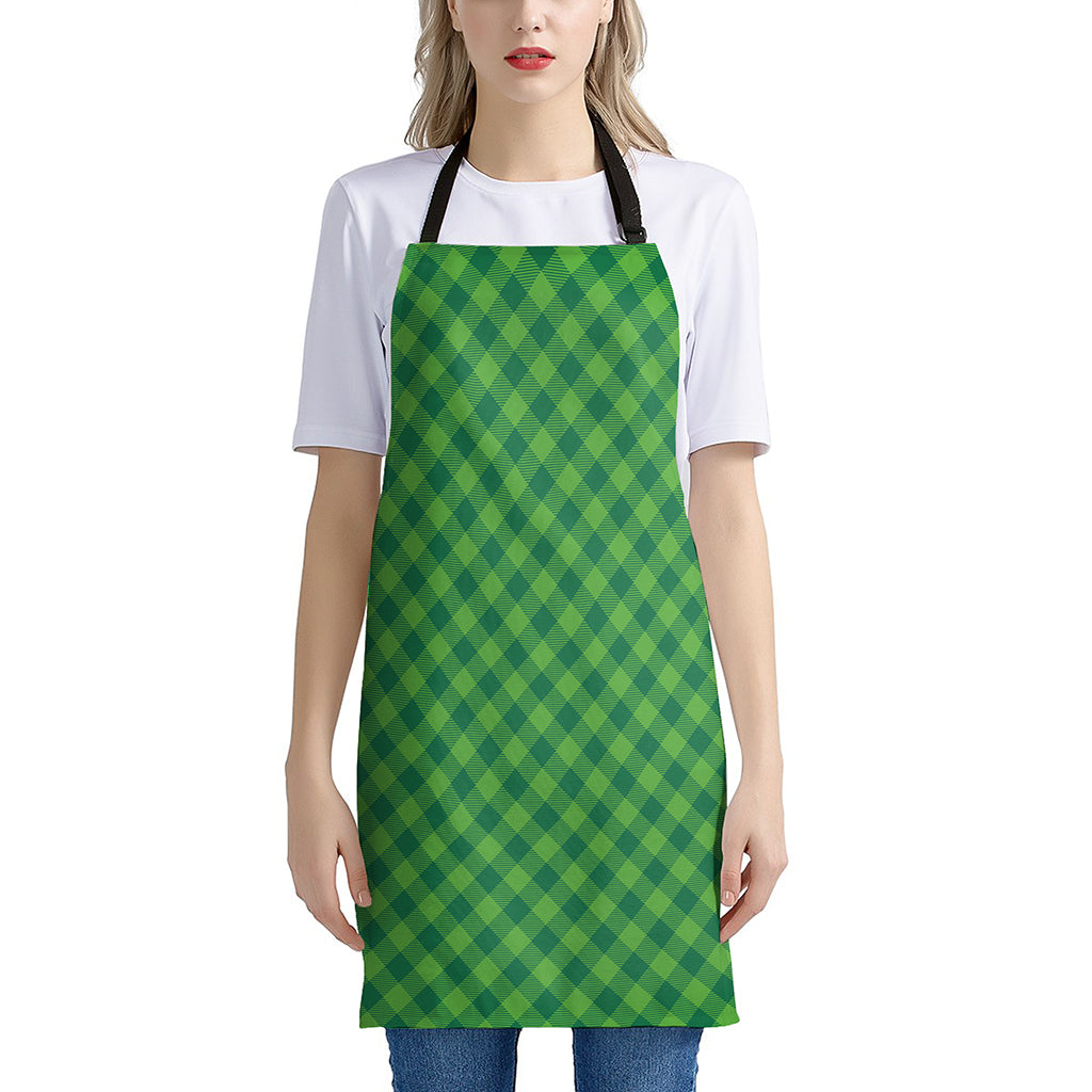 Green St. Patrick's Day Plaid Print Apron