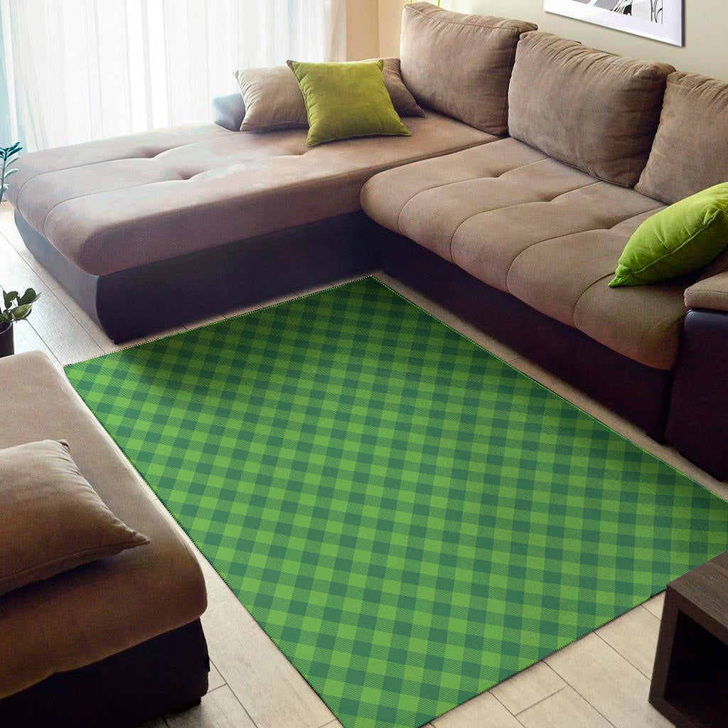 Green St. Patrick's Day Plaid Print Area Rug