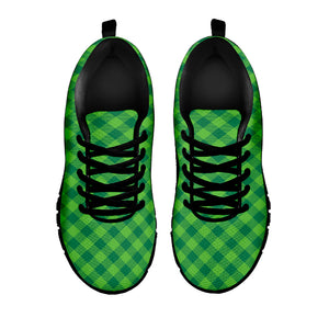 Green St. Patrick's Day Plaid Print Black Sneakers