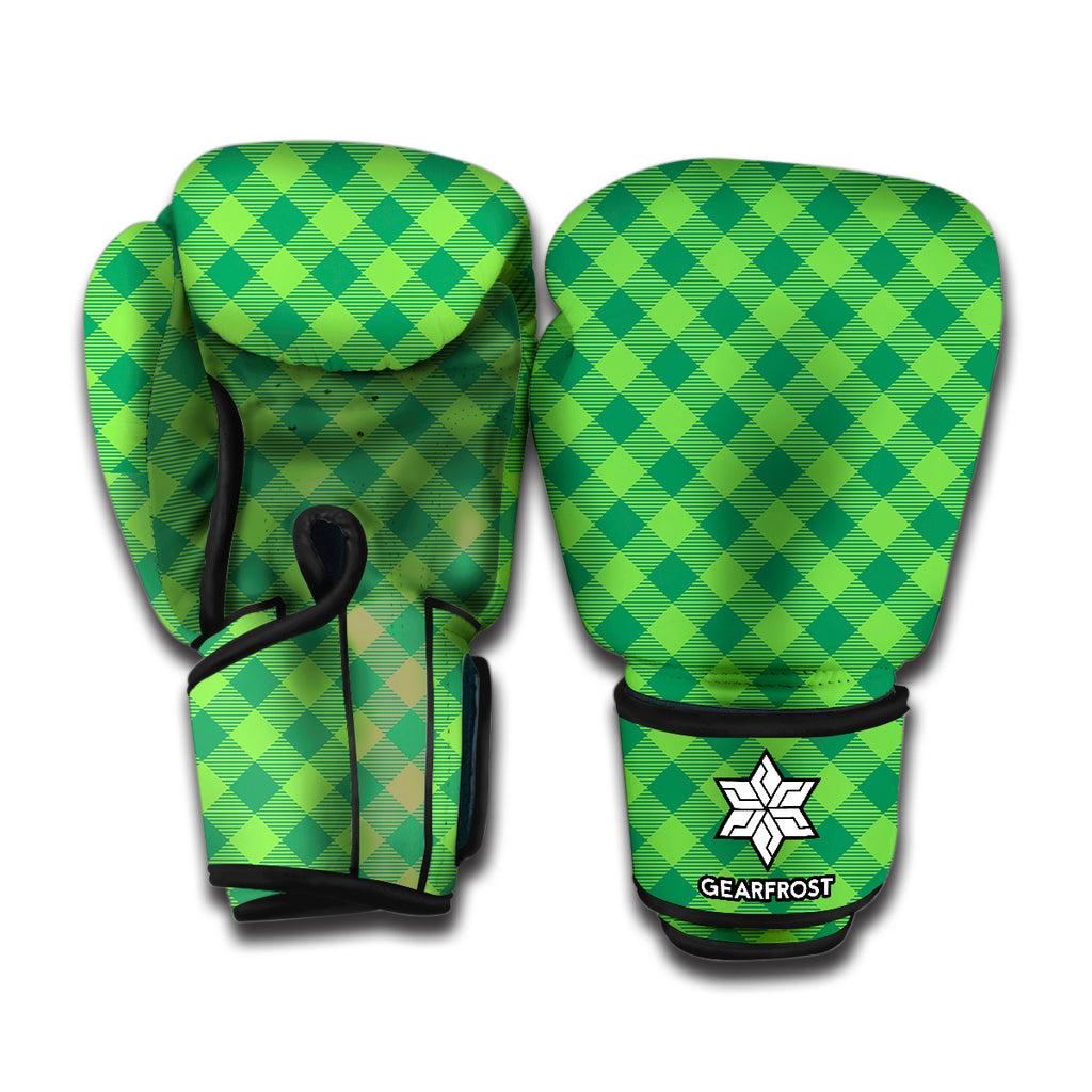Green St. Patrick's Day Plaid Print Boxing Gloves