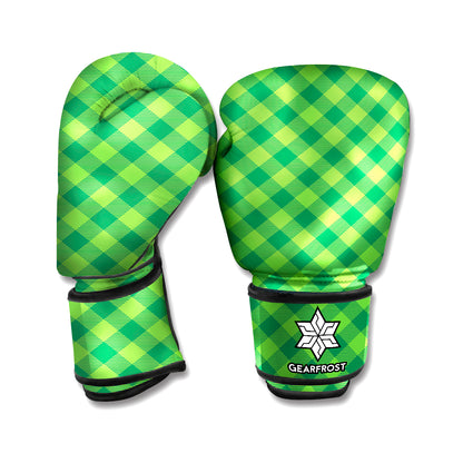 Green St. Patrick's Day Plaid Print Boxing Gloves