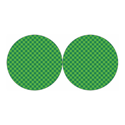 Green St. Patrick's Day Plaid Print Car Coasters