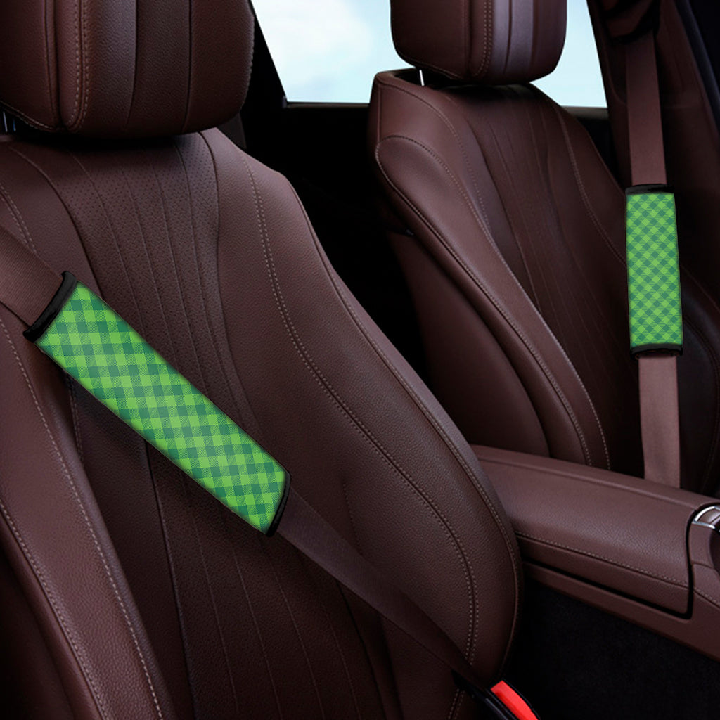 Green St. Patrick's Day Plaid Print Car Seat Belt Covers