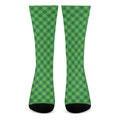 Green St. Patrick's Day Plaid Print Crew Socks