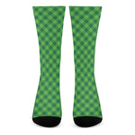 Green St. Patrick's Day Plaid Print Crew Socks