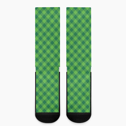 Green St. Patrick's Day Plaid Print Crew Socks