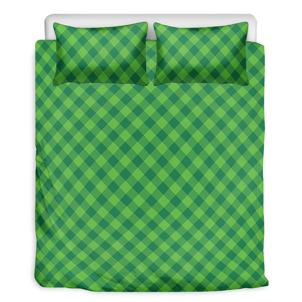 Green St. Patrick's Day Plaid Print Duvet Cover Bedding Set