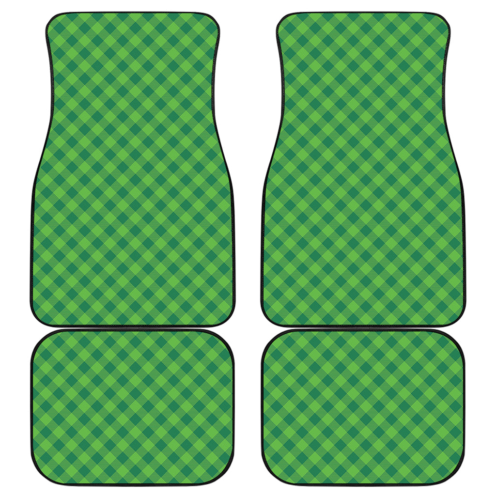 Green St. Patrick's Day Plaid Print Front and Back Car Floor Mats