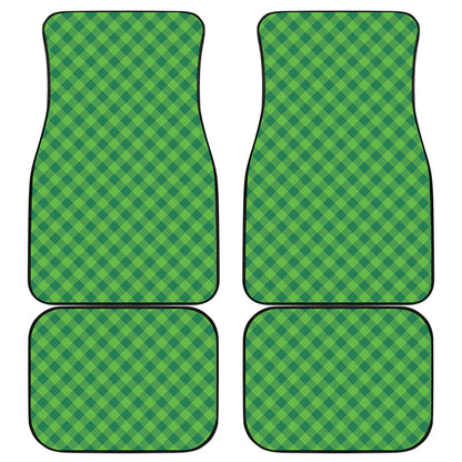 Green St. Patrick's Day Plaid Print Front and Back Car Floor Mats