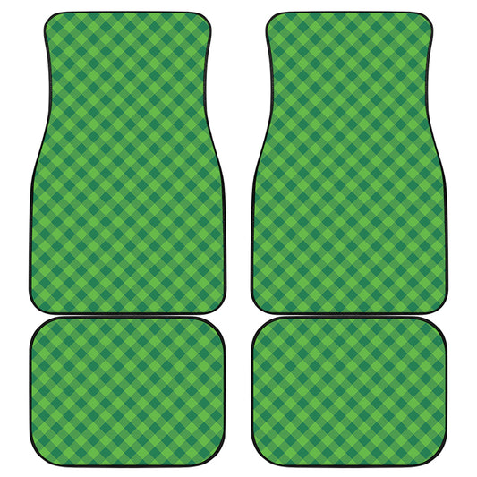 Green St. Patrick's Day Plaid Print Front and Back Car Floor Mats