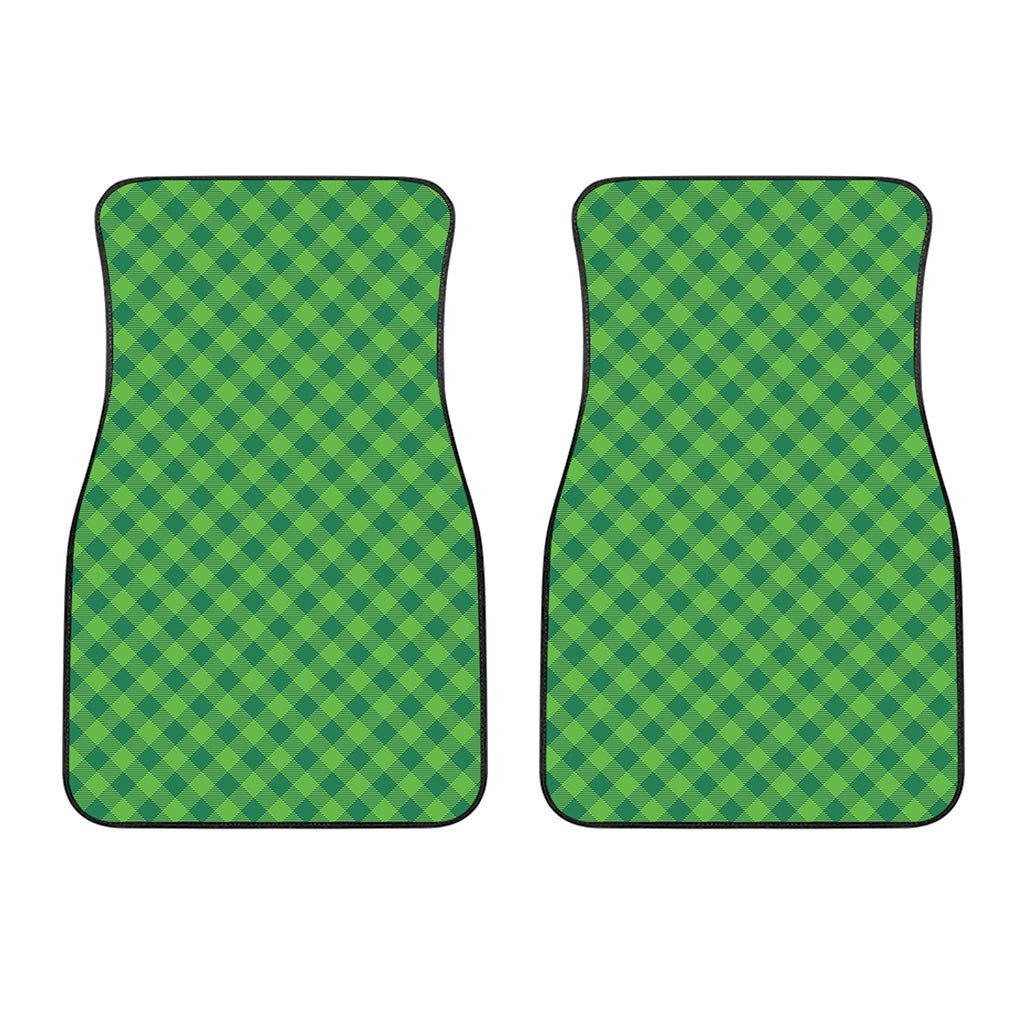 Green St. Patrick's Day Plaid Print Front Car Floor Mats