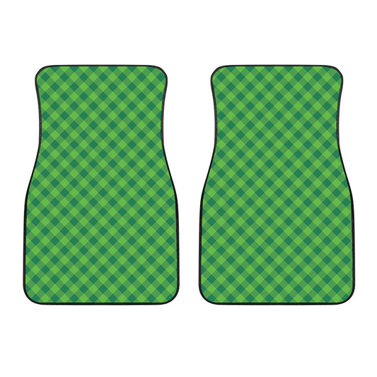 Green St. Patrick's Day Plaid Print Front Car Floor Mats