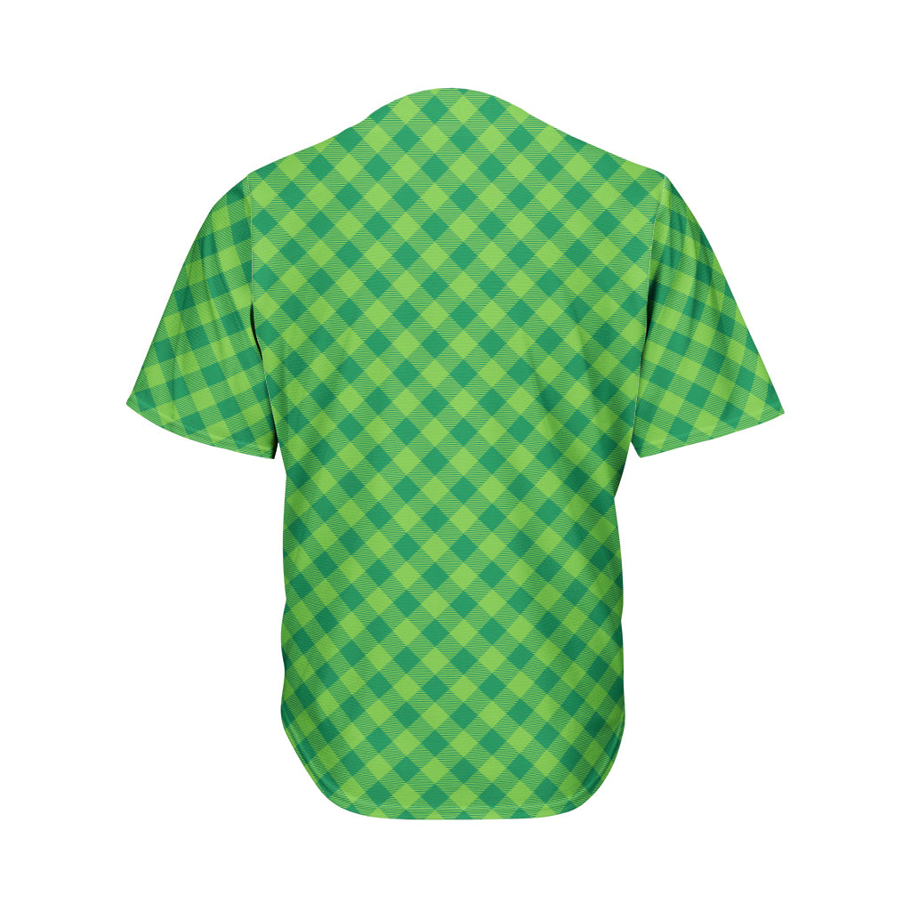 Green St. Patrick's Day Plaid Print Men's Baseball Jersey