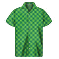 Green St. Patrick's Day Plaid Print Men's Short Sleeve Shirt