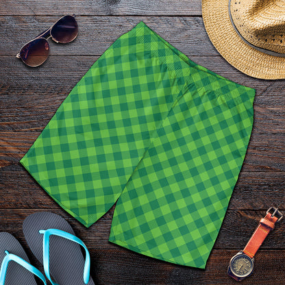 Green St. Patrick's Day Plaid Print Men's Shorts