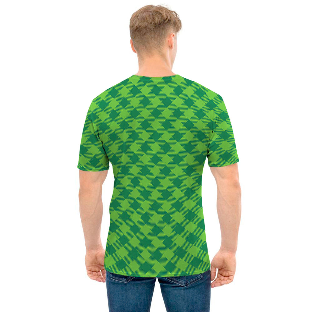 Green St. Patrick's Day Plaid Print Men's T-Shirt