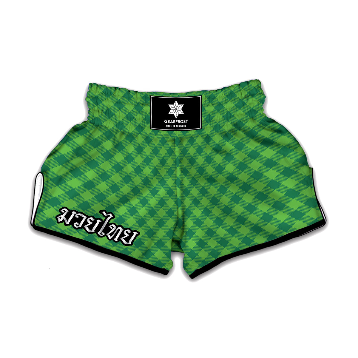 Green St. Patrick's Day Plaid Print Muay Thai Boxing Shorts