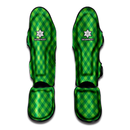 Green St. Patrick's Day Plaid Print Muay Thai Shin Guard