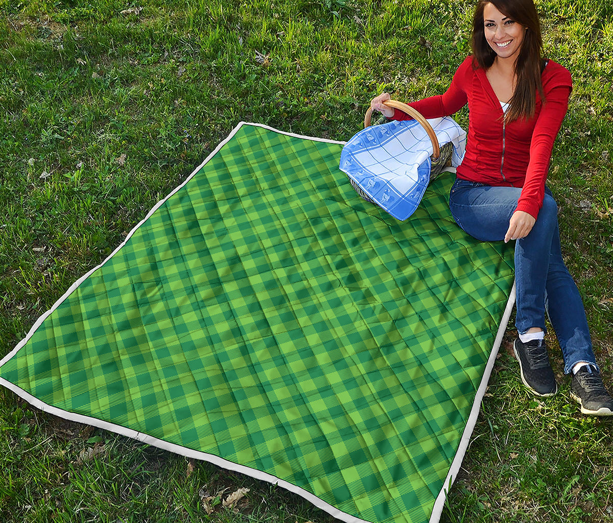 Green St. Patrick's Day Plaid Print Quilt