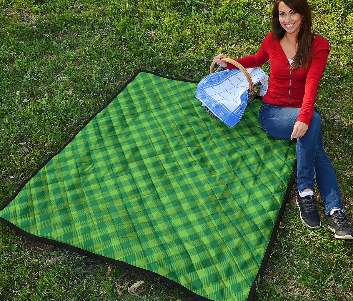 Green St. Patrick's Day Plaid Print Quilt