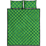 Green St. Patrick's Day Plaid Print Quilt Bed Set
