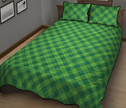 Green St. Patrick's Day Plaid Print Quilt Bed Set