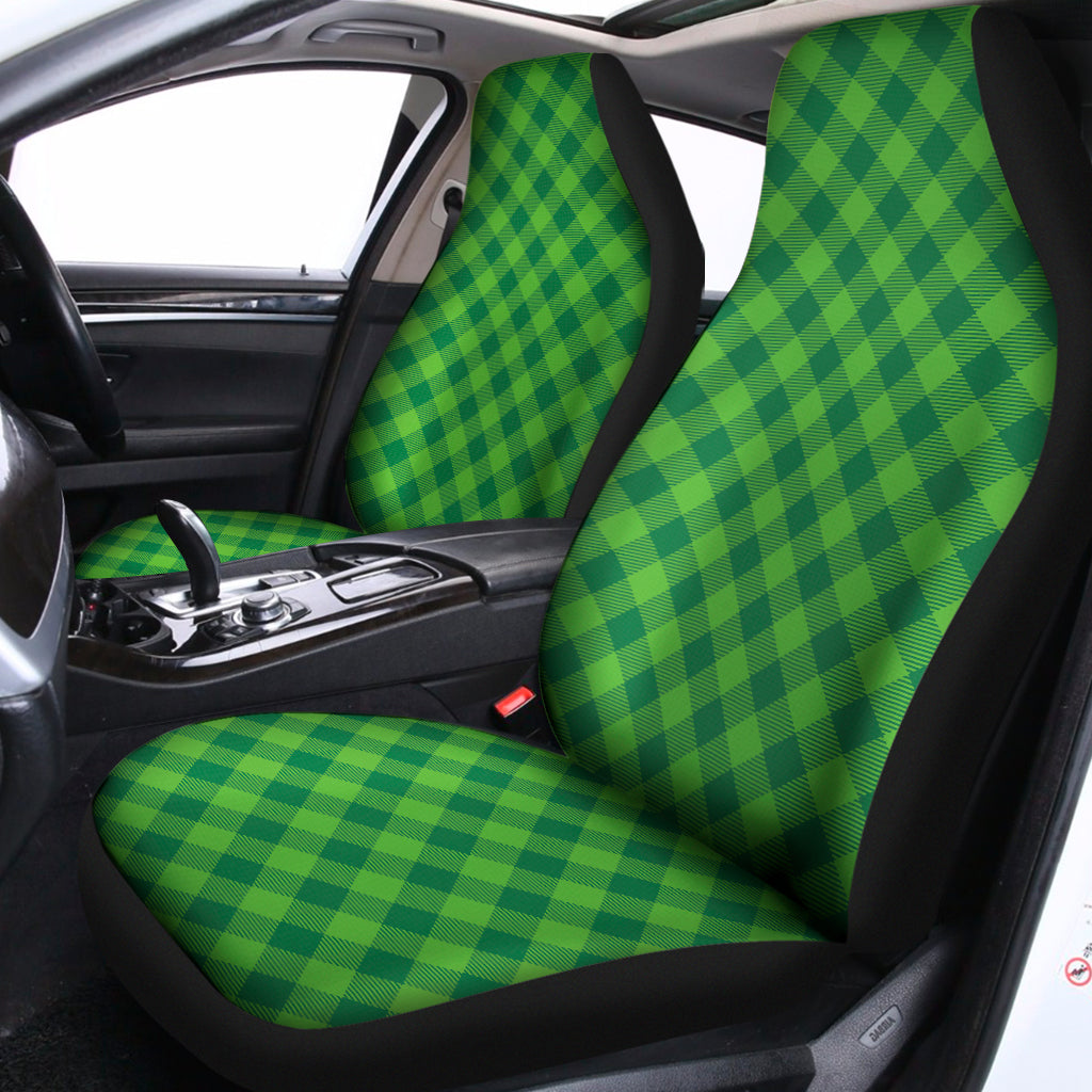 Green St. Patrick's Day Plaid Print Universal Fit Car Seat Covers