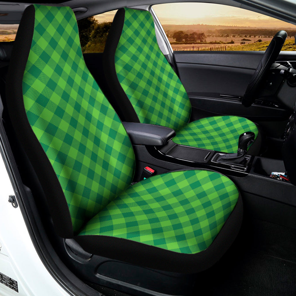 Green St. Patrick's Day Plaid Print Universal Fit Car Seat Covers