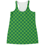 Green St. Patrick's Day Plaid Print Women's Racerback Tank Top