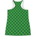 Green St. Patrick's Day Plaid Print Women's Racerback Tank Top