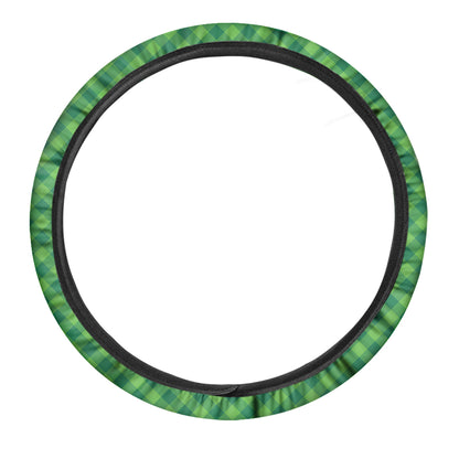 Green St. Patrick's Day Plaid Print Car Steering Wheel Cover