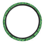 Green St. Patrick's Day Plaid Print Car Steering Wheel Cover