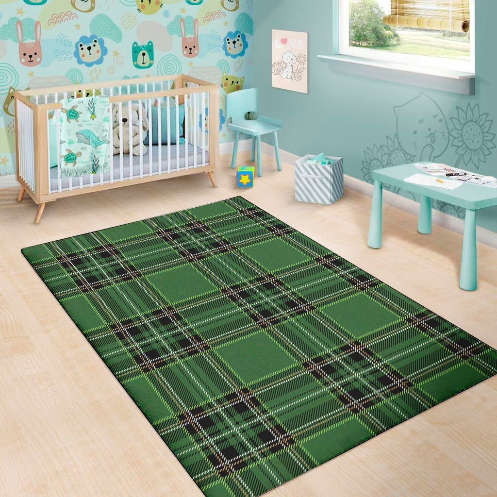 Green Stewart Tartan Pattern Print Area Rug