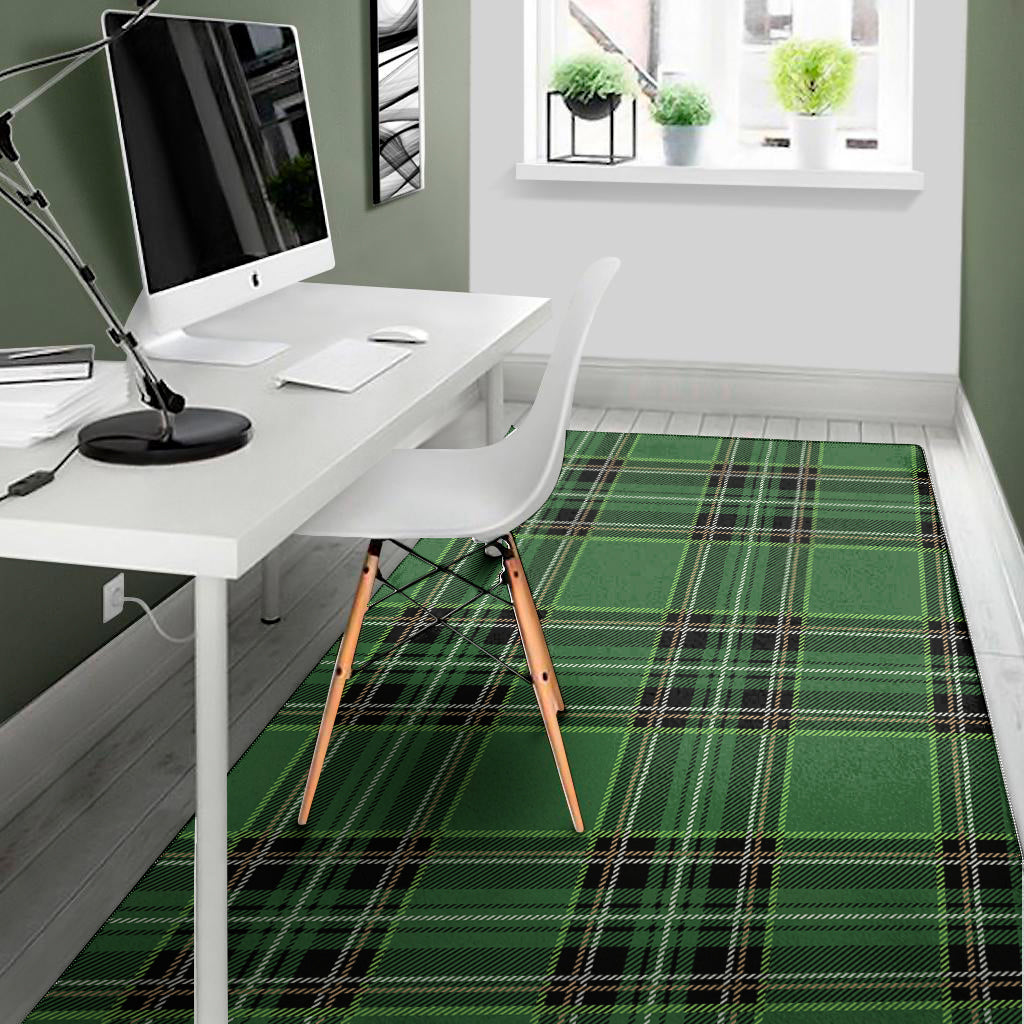 Green Stewart Tartan Pattern Print Area Rug