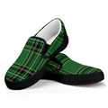 Green Stewart Tartan Pattern Print Black Slip On Sneakers