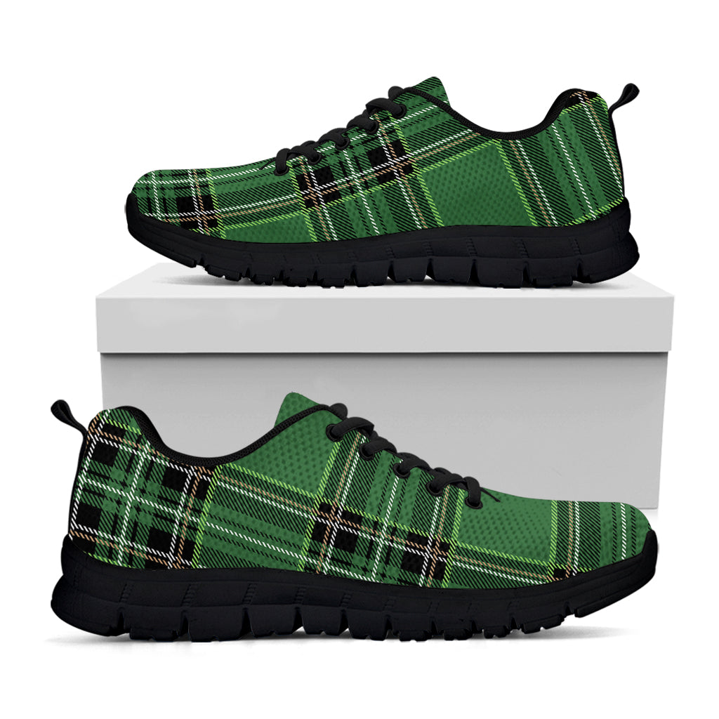 Green Stewart Tartan Pattern Print Black Sneakers