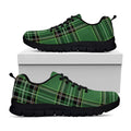 Green Stewart Tartan Pattern Print Black Running Shoes