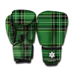 Green Stewart Tartan Pattern Print Boxing Gloves