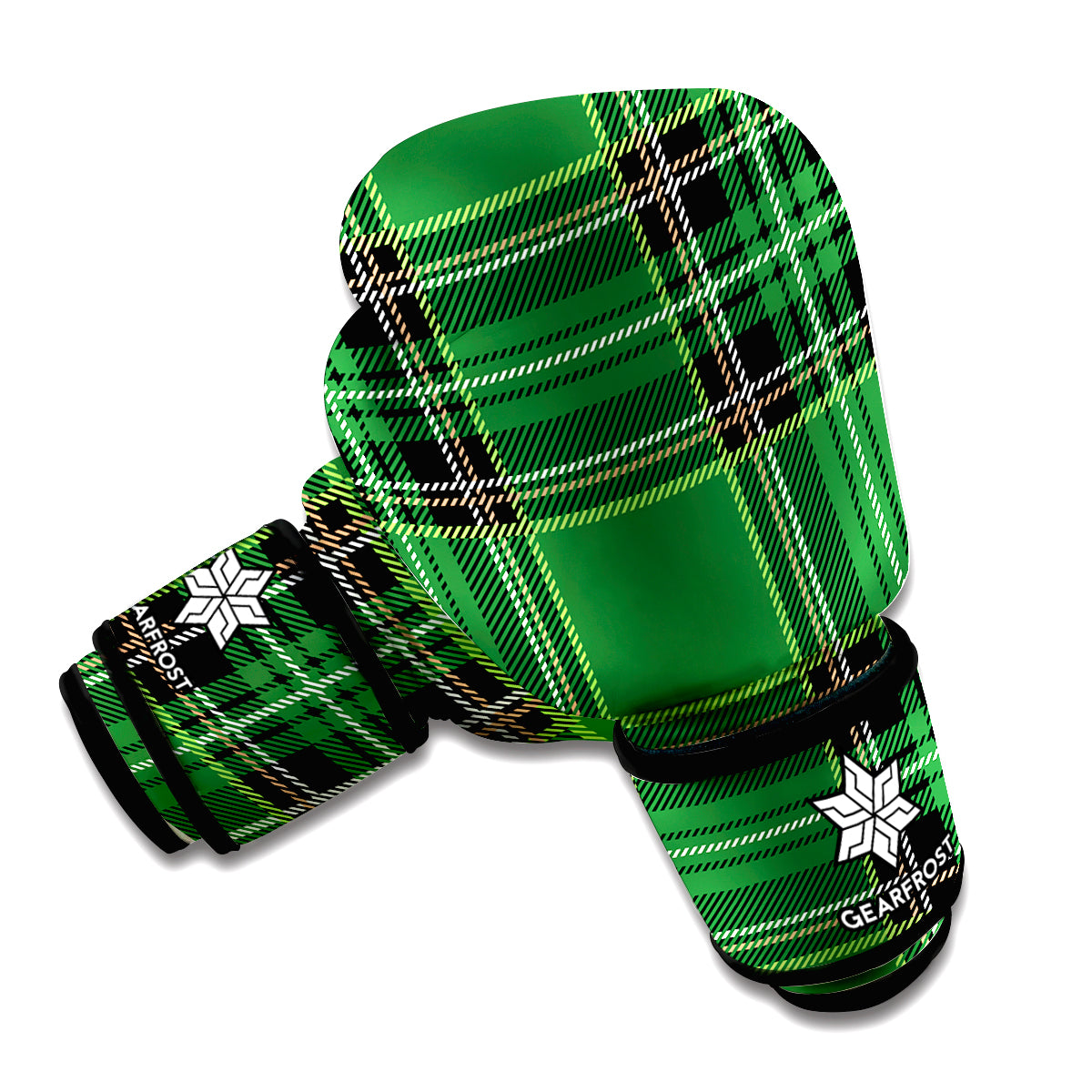 Green Stewart Tartan Pattern Print Boxing Gloves